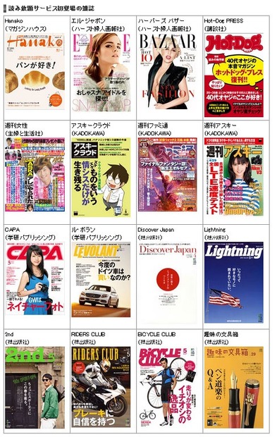 読み放題サービス初登場の雑誌