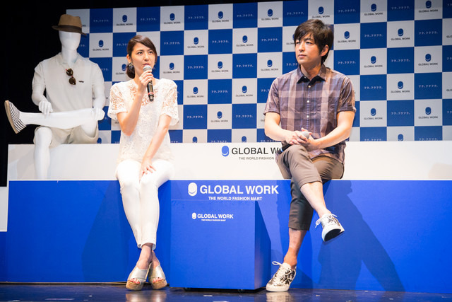 「グローバルワーク」ブランドパートナーの大沢たかおと長澤まさみ