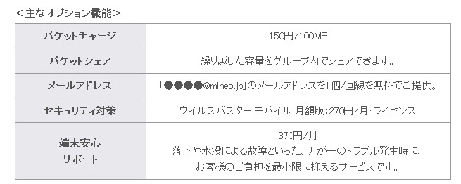 主なオプション機能