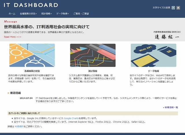 「ITダッシュボード」サイト