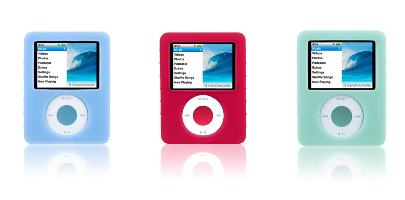 SportGrip for iPod nano（左からブルー/レッド/グリーン）