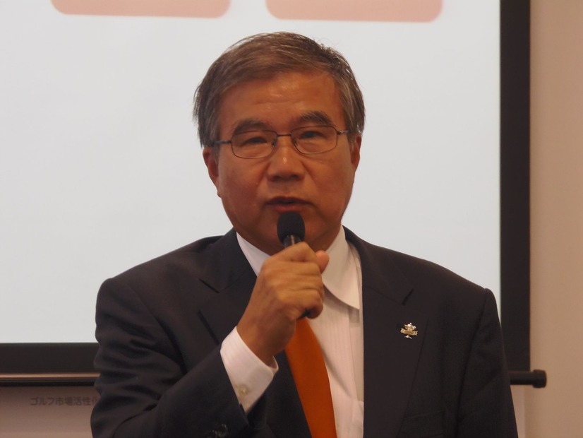 ゴルフ市場活性化委員会（GMAC） 委員長 馬場宏之氏。「本企画は、まさにゴルフを始めようという、若年層の活性化につながるものだ。いまゴルフ人口が減少しており、特に若年層の参加の減少が著しい。ゴルフの楽しさを知っていただき、業界を挙げて積極的に協力していきたい」