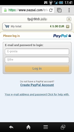 PayPalでの支払画面