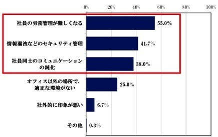 テレワークの導入・推進にあたってのデメリットは何だと思いますか。複数回答、N=300