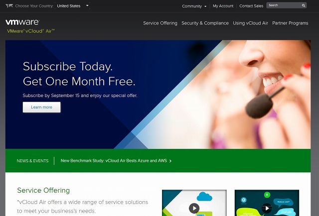 「VMware vCloud Air」紹介ページ