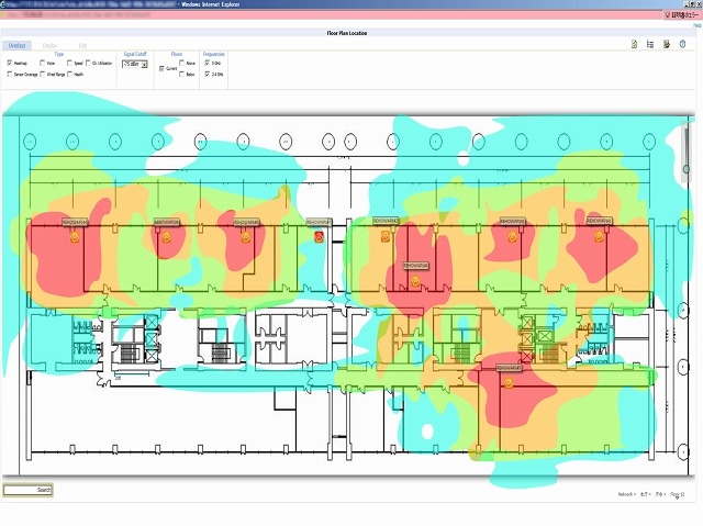 AirWaveによる庁舎内フロア電波状況管理画面