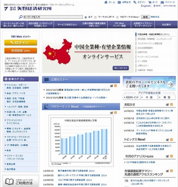矢野経済研究所ホームページ