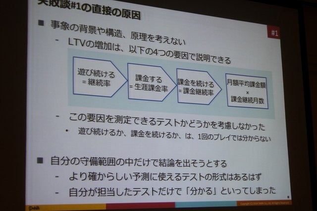 【CEDEC 2014】データの見方を間違えて失敗した5つの例・・・DeNAの分析担当者が語る