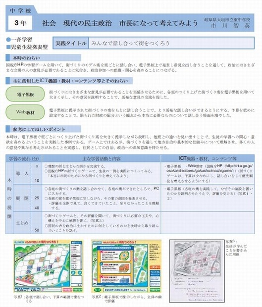 中学3年生の社会「市長になって考えてみよう」