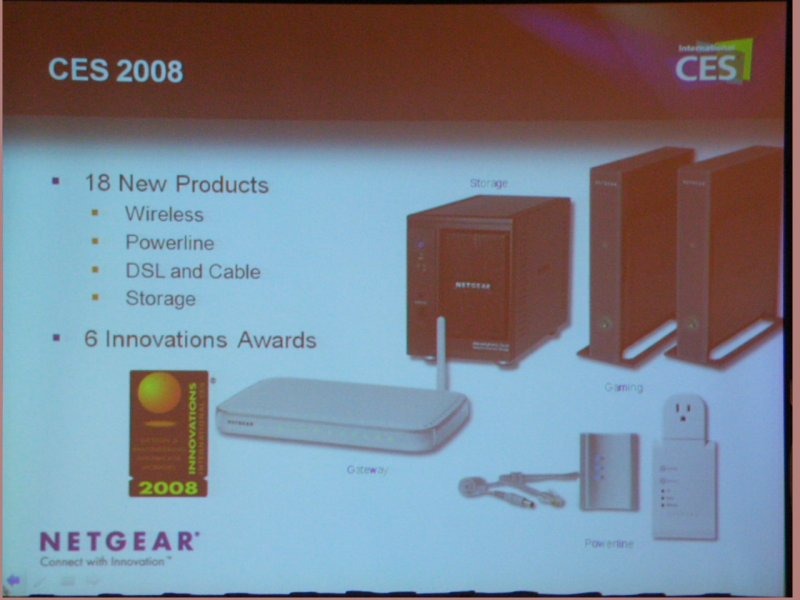 CES2008では18の製品を発表し、6つの受賞製品があるという。PLC製品も複数発表していた