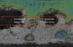 英宇宙庁、火星探査車の着陸候補地4地点を選定