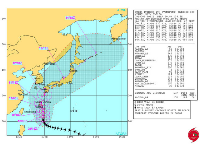Joint Typhoon Warning Centerの台風19号情報