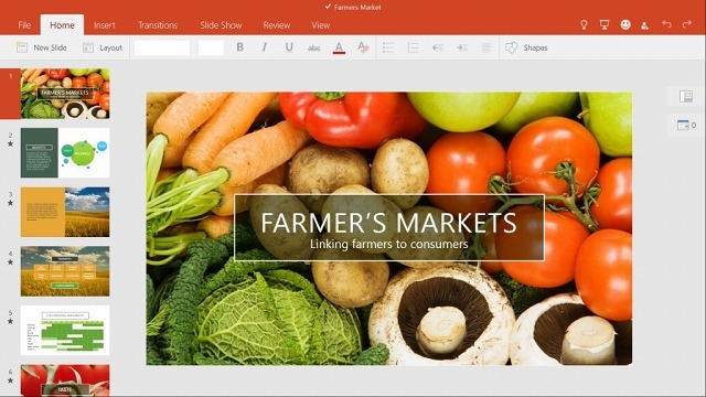 PowerPoint for Windows 10の画面