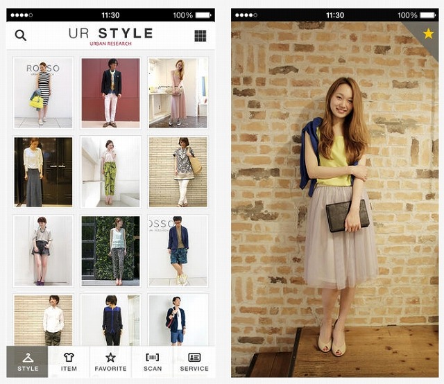 アーバンリサーチのアプリ「UR STYLE」画面