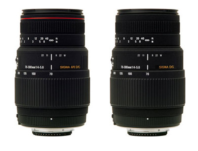 左から、「APO 70-300mm F4-5.6 DG MACRO」「70-300mm F4-5.6 DG MACRO」