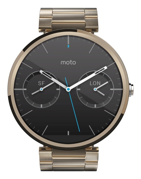 「Moto 360」23mm幅メタルバンドゴールドモデル