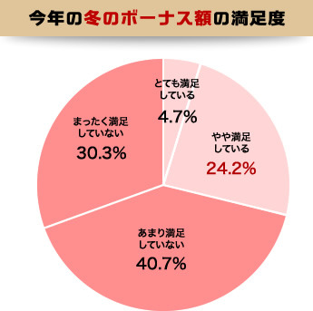 今年の冬のボーナス額の満足度