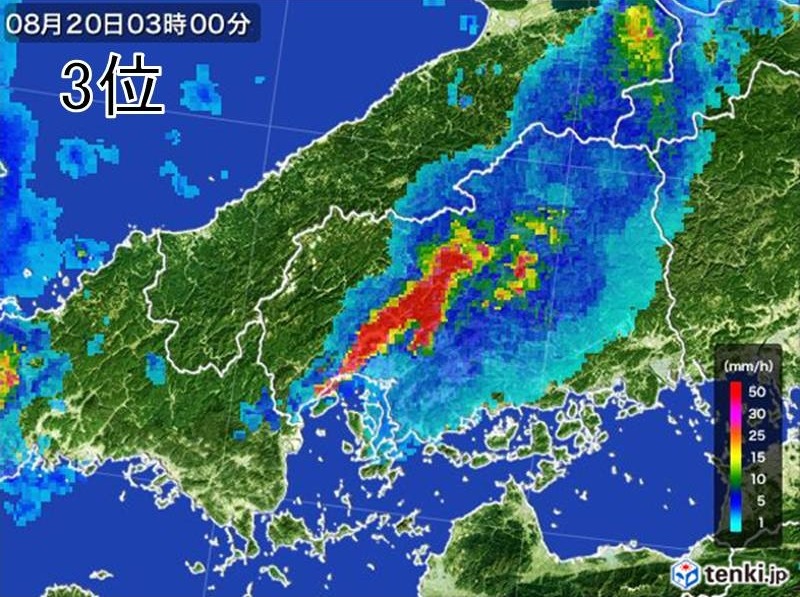 3位は広島市の大規模土砂災害に繋がった「西日本各地で8月に豪雨」