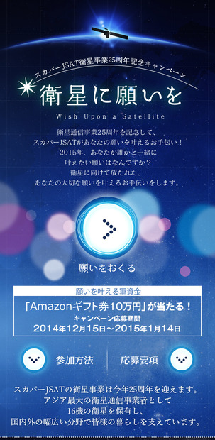 スカパーJSAT「衛星に願いを」キャンペーンサイト（スマートフォン）