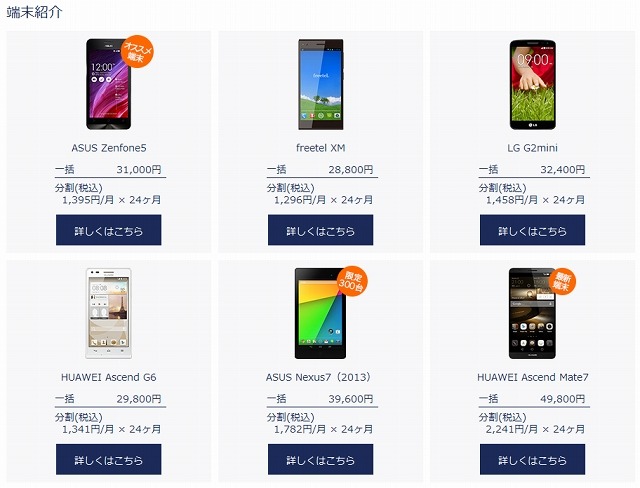 取り扱い端末と価格