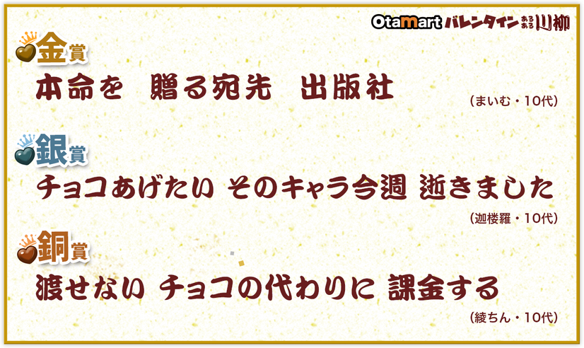 「第1回 オタマートバレンタイン川柳」