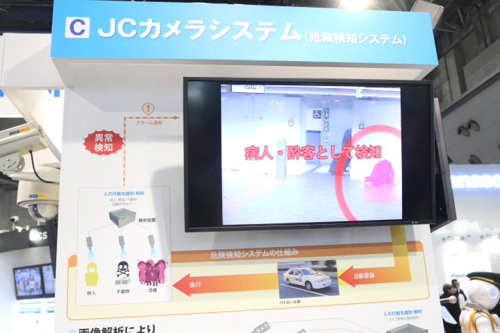 人込みなどでの異常をアルゴリズムによって自動検出する「JCカメラシステム」
