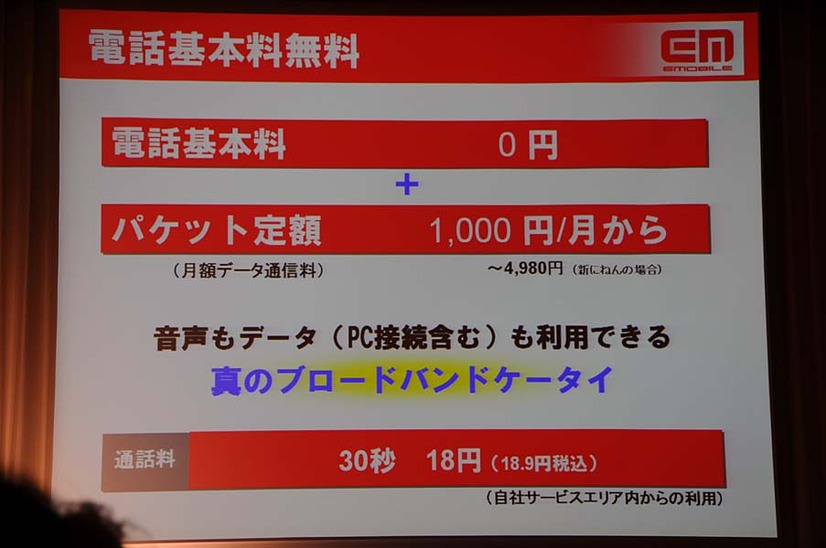 パケット定額と通話料のみのビジネスモデル