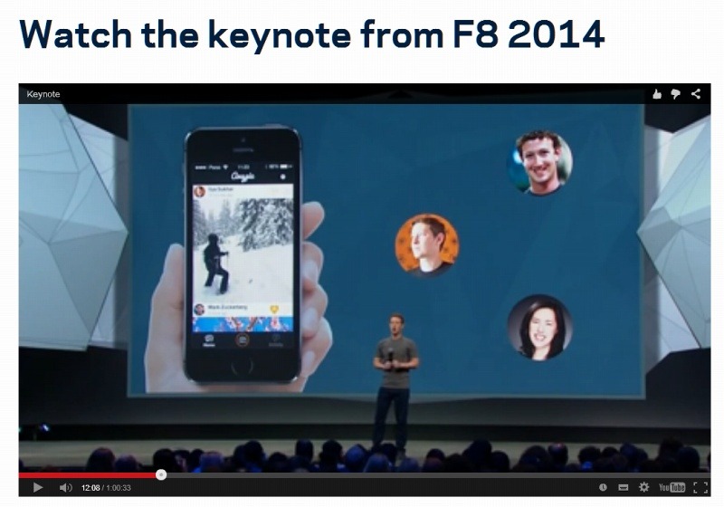 「F8 2014」でのマークザッカーバーグのキーノートスピーチ（特設サイトより）