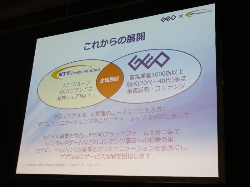 ゲオとNTT Com）がモバイル事業における業務提携を発表