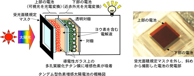 タンデム型色素増感太陽電池