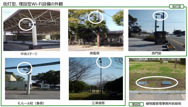 街灯型・埋設型Wi-Fi設備の外観