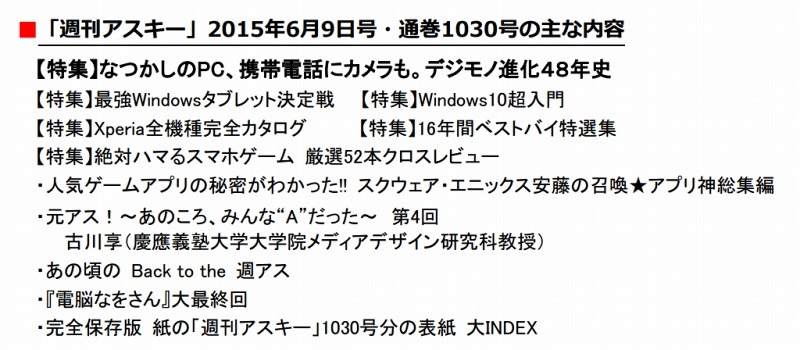 「週刊アスキー」2015年6月9日号の主な内容