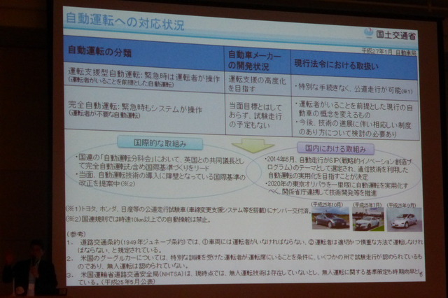 人とくるまのテクノロジー展2015 内フォーラム「自動運転に関する国際的動向と国土交通省の取り組み」