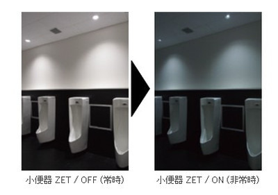 外部給電がなくても水流による自家発電、蓄電、高効率LED照明および制御によりトイレの照明電源を確保。発電にはエネルギーハーベスティング（環境発電）の技術を活用している（画像はプレスリリースより）
