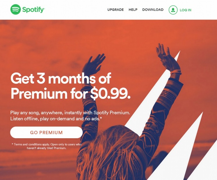 「Spotify」サイト（海外からアクセスした場合）