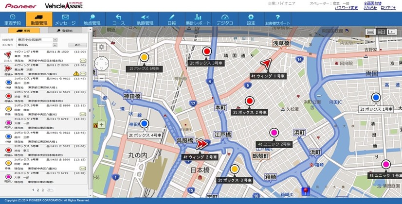 オペレーション用のパソコンに表示される動態管理画面（画像はプレスリリースより）
