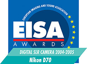 　ニコンのデジタル一眼レフカメラ「D70」が「EISA ヨーロピアン デジタル一眼レフカメラ オブ ザ イヤー 2004-2005」を受賞した。