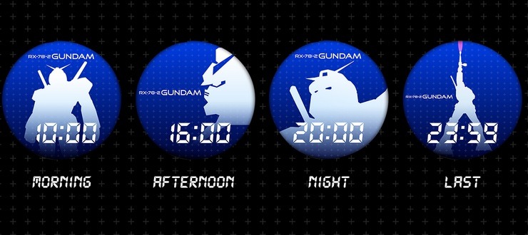 シルエット調のガンダムが4種類変化