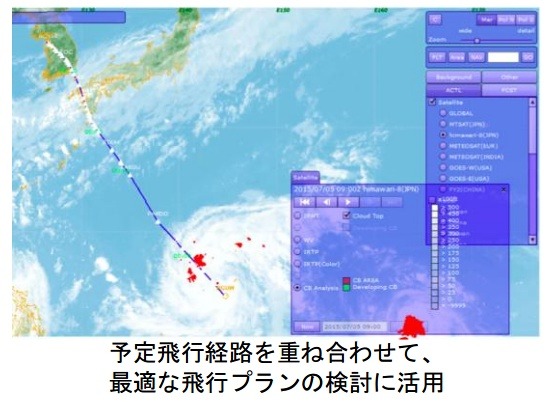 予定飛行経路を重ね合わせて、最適な飛行プランの検討に活用