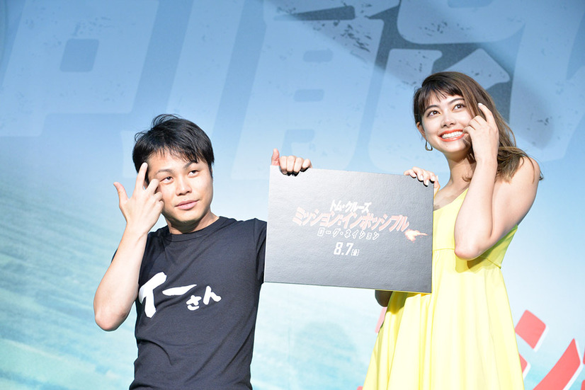 （左から）ノンスタイルの井上裕介と森星【写真：竹内みちまろ】