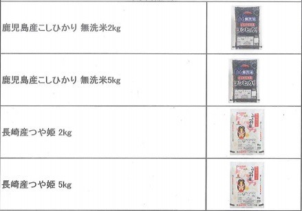 宅配の対象商品の一例