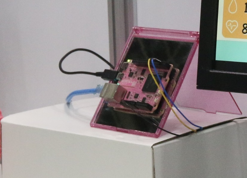 「ARM Cortex-Aシリーズ」を搭載した世界初のmbed対応ボード「mbedボード　GR-PEACH」。環境の見守りとコントロールを実現する（撮影：防犯システム取材班）