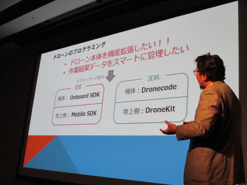 ドローン業界はソフト／ハードともDJIと3DRとに2分されている現状を紹介