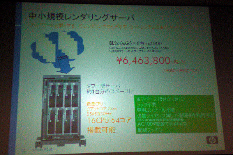 中小規模向けレンダリングサーバとしても投入の余地があると考える