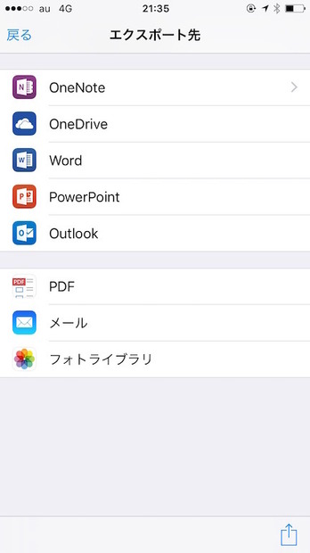 Office LensはそのままマイクロソフトのOneDriveやOffice製品のフォーマットでエクスポートできるのが特徴