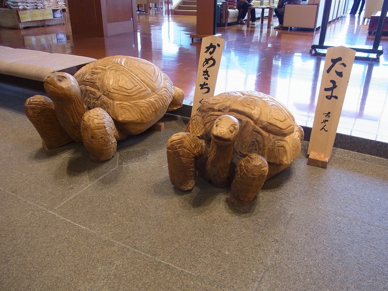 玉峰山荘は亀がお出迎え
