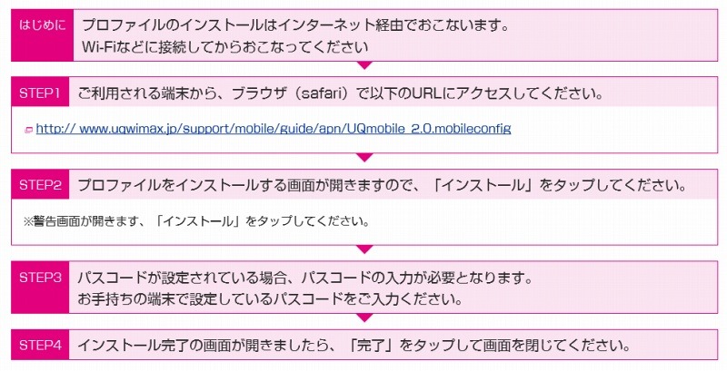プロファイルのインストールの流れ