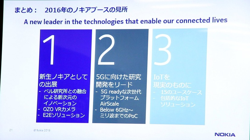 「新生ノキアとしての出展」「5Gに向けた研究開発」「IoTの現実」が見どころ