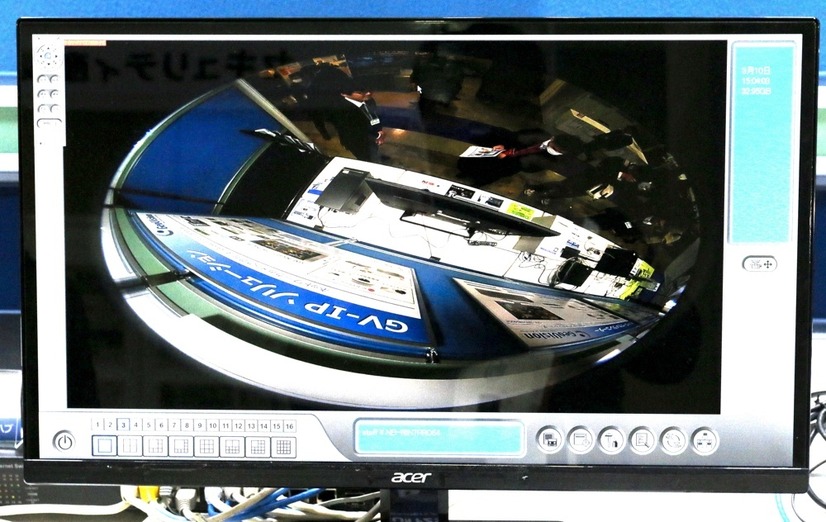 創朋ブースで展示されていた12メガピクセルの「GV-FER12203」の実映像（撮影：防犯システム取材班）
