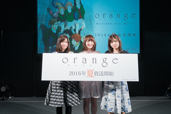 「orange」アニメ版キャストを発表　花澤香菜・高森奈津美・衣川里佳がイベントに登場